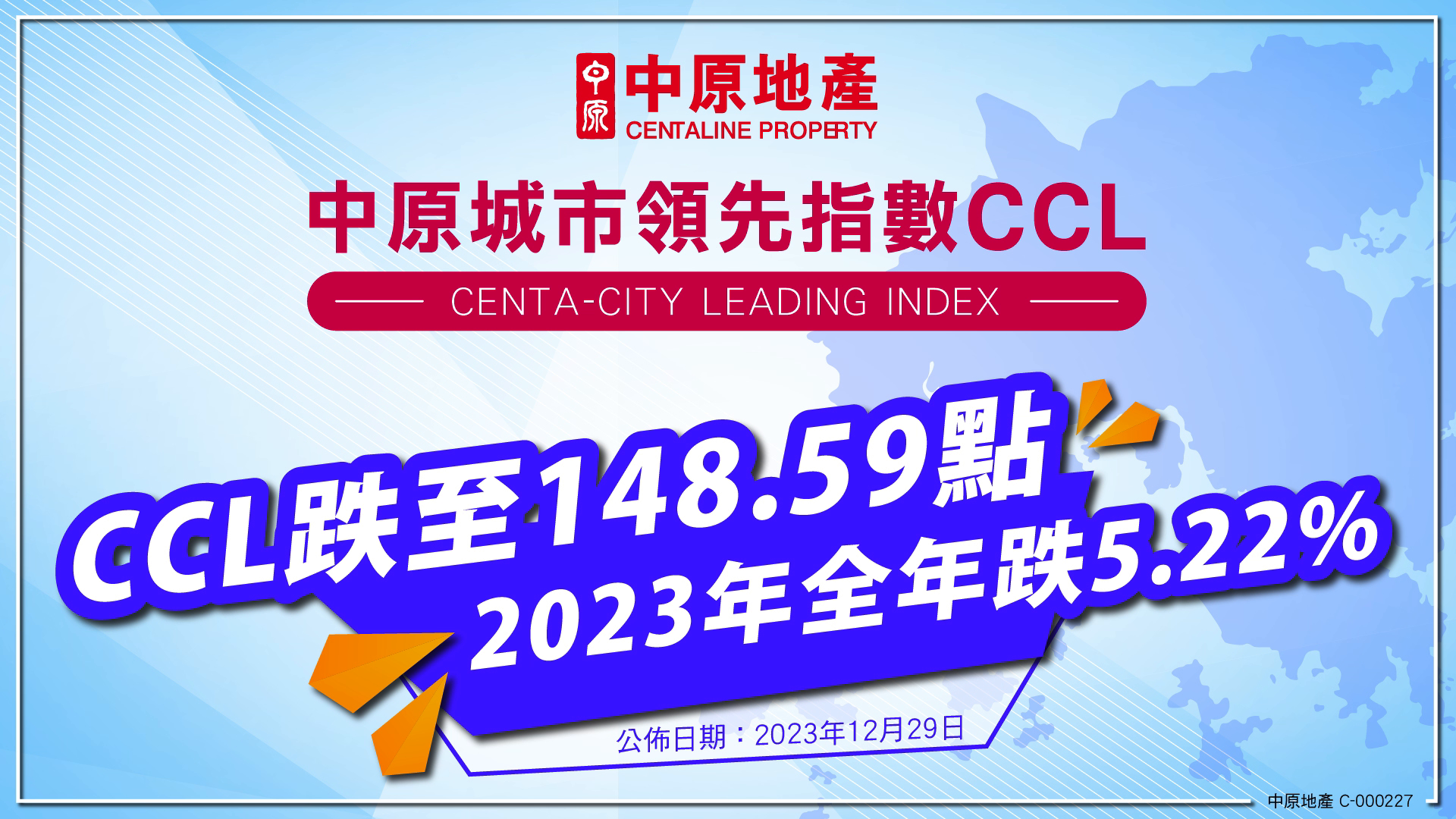 CCL跌至148.59點 2023年全年跌5.22%
